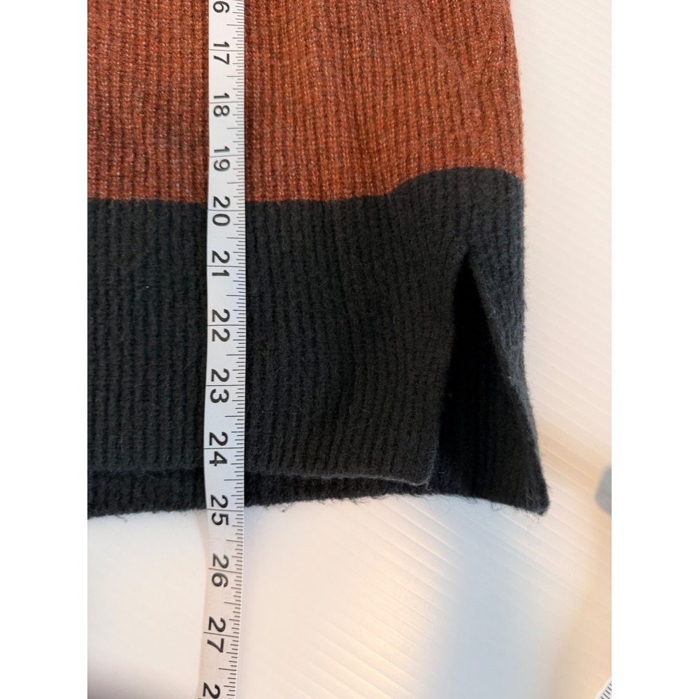 Abercrombie Fitch Striped Mock Neck Sweater Oversized Women XL Brown Black rugby - Picture 6 of 6